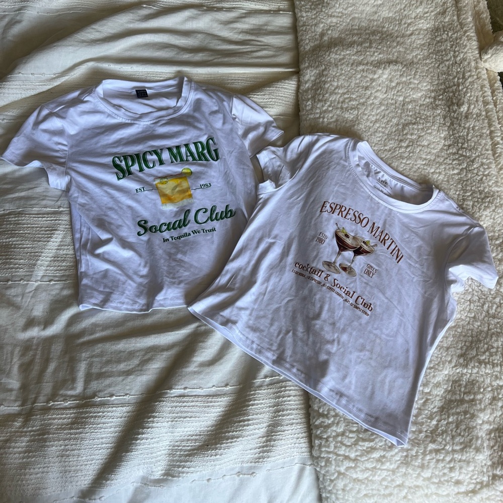 White Graphic Drinking Shirts